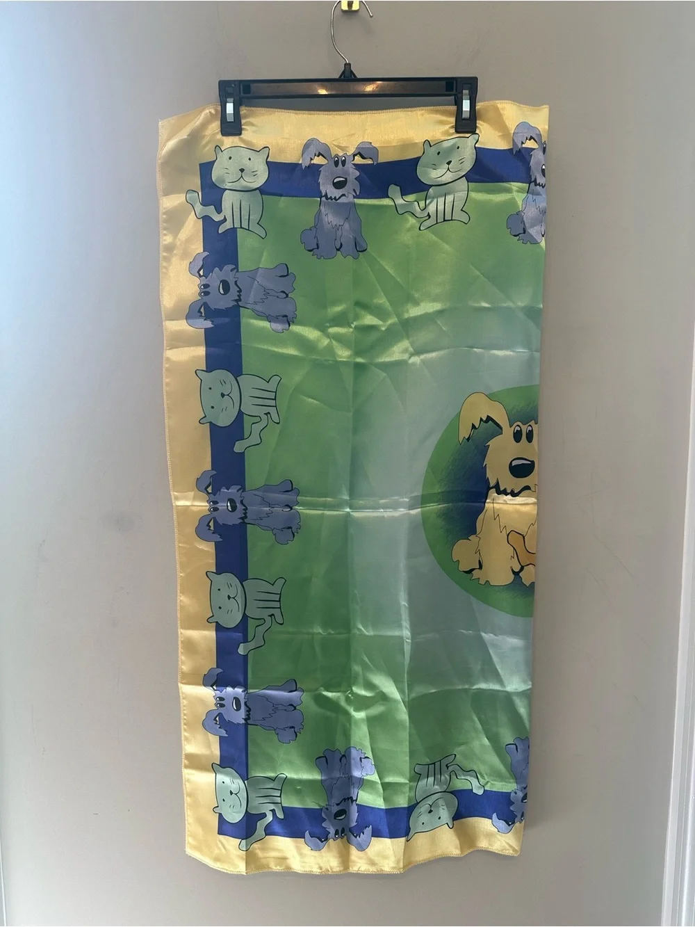 Vintage Humane Society Yellow Dog & Cat Graphic Scarf